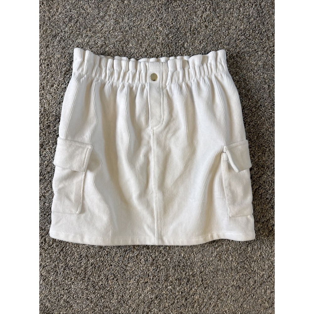 White‎ Corduroy Skirt Women's 80s 90s Pockets Mini Preppy Size L